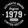 1979 Authentic brand. Apparel fashion design. Graphic design for t-shirt.