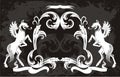 Original black Floral pattern with griffins Royalty Free Stock Photo