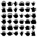 Original black silhouettes of teapots Royalty Free Stock Photo