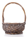 Original blank wicker basket isolated on white Royalty Free Stock Photo