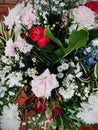 Original bouquet of flowers at a neighbor's wedding