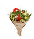 Original bouquet of vegetables on a white background