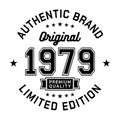 1979 Authentic brand. Apparel fashion design. Graphic design for t-shirt.