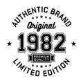1982 Authentic brand. Apparel fashion design. Graphic design for t-shirt.