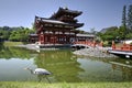 Byodo-in temple and heron in Uji, Japan Royalty Free Stock Photo