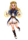 Original character design of fantasy female elf girl sorcerer Royalty Free Stock Photo