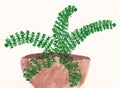 Original child painting of fern in flowerpot Royalty Free Stock Photo