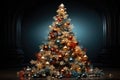 Original Christmas tree made of golden stars and balls