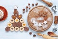 Original Christmas tree made of heart shape cookies Royalty Free Stock Photo