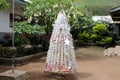 Original Christmas Tree made of plastic garbage Royalty Free Stock Photo