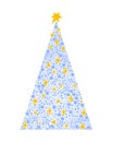 Original Christmas tree made of snowballs polka dots and stars simple hand drawn cartoon vector illustration