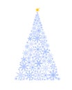 Original Christmas tree made of snowflakes simple hand drawn cartoon vector illustration