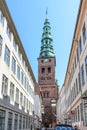 The original St. Nicholas Church. The present tower is a modern reconstruction of the original one 1909. Copenhagen, Denmark