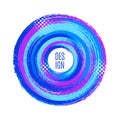 Original circular emblem by paint brush, colorful background. Royalty Free Stock Photo