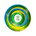 Original circular emblem by paint brush, colorful background. Royalty Free Stock Photo