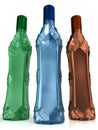 Original color glass bottles on white background Royalty Free Stock Photo