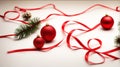 Original composition of a ribbon and christmas balls