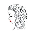 Original concept illustration of a beautiful young woman. Minimalist hand drawing