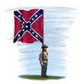 US Civil War. Original Confederate soldier illustration Royalty Free Stock Photo