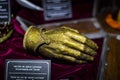 Original costumes of actors and props from the movie `The Game of Thrones` in the premises of the Maritime Museum of Barcelona. Royalty Free Stock Photo