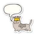 A creative cartoon arrogant cat and speech bubble sticker