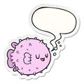 A creative cartoon blowfish and speech bubble sticker