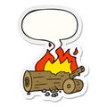 A creative cartoon camp fire and speech bubble sticker