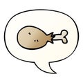 A creative cartoon cooked chicken leg and speech bubble in smooth gradient style