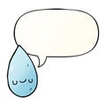 A creative cartoon cute raindrop and speech bubble in smooth gradient style Royalty Free Stock Photo