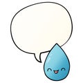 A creative cartoon cute raindrop and speech bubble in smooth gradient style Royalty Free Stock Photo