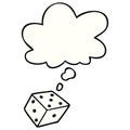 A creative cartoon dice and thought bubble