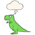 A creative cartoon dinosaur and thought bubble in comic book style Royalty Free Stock Photo