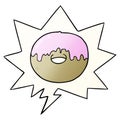 A creative cartoon donut and speech bubble in smooth gradient style