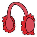 A creative cartoon doodle of pink ear muff warmers