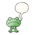 A creative cartoon frog waiting patiently and speech bubble in smooth gradient style