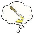 A creative cartoon knife spreading butter and thought bubble