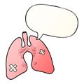 A creative cartoon lungs and speech bubble in smooth gradient style