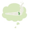 A creative cartoon marijuana joint and thought bubble in retro style Royalty Free Stock Photo