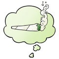 A creative cartoon marijuana joint and thought bubble in smooth gradient style Royalty Free Stock Photo