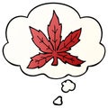 A creative cartoon marijuana leaf and thought bubble in smooth gradient style Royalty Free Stock Photo