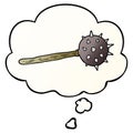 A creative cartoon medieval mace and thought bubble in smooth gradient style