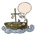 A creative cartoon old shipwrecked boat and speech bubble in retro texture style