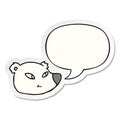 A creative cartoon polar bear face and speech bubble sticker Royalty Free Stock Photo