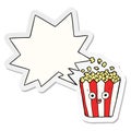 A creative cartoon popcorn and speech bubble sticker