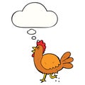 A creative cartoon rooster and thought bubble Royalty Free Stock Photo