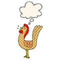 A creative cartoon rooster and thought bubble in comic book style Royalty Free Stock Photo