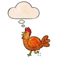 A creative cartoon rooster and thought bubble in grunge texture pattern style Royalty Free Stock Photo