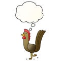 A creative cartoon rooster and thought bubble in smooth gradient style Royalty Free Stock Photo