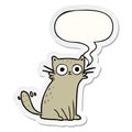 A creative cartoon staring cat and speech bubble sticker Royalty Free Stock Photo