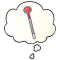 A creative cartoon thermometer and thought bubble in smooth gradient style